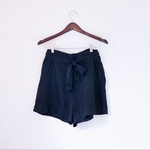 H&M Black Paperbag Waist High-Waisted Shorts